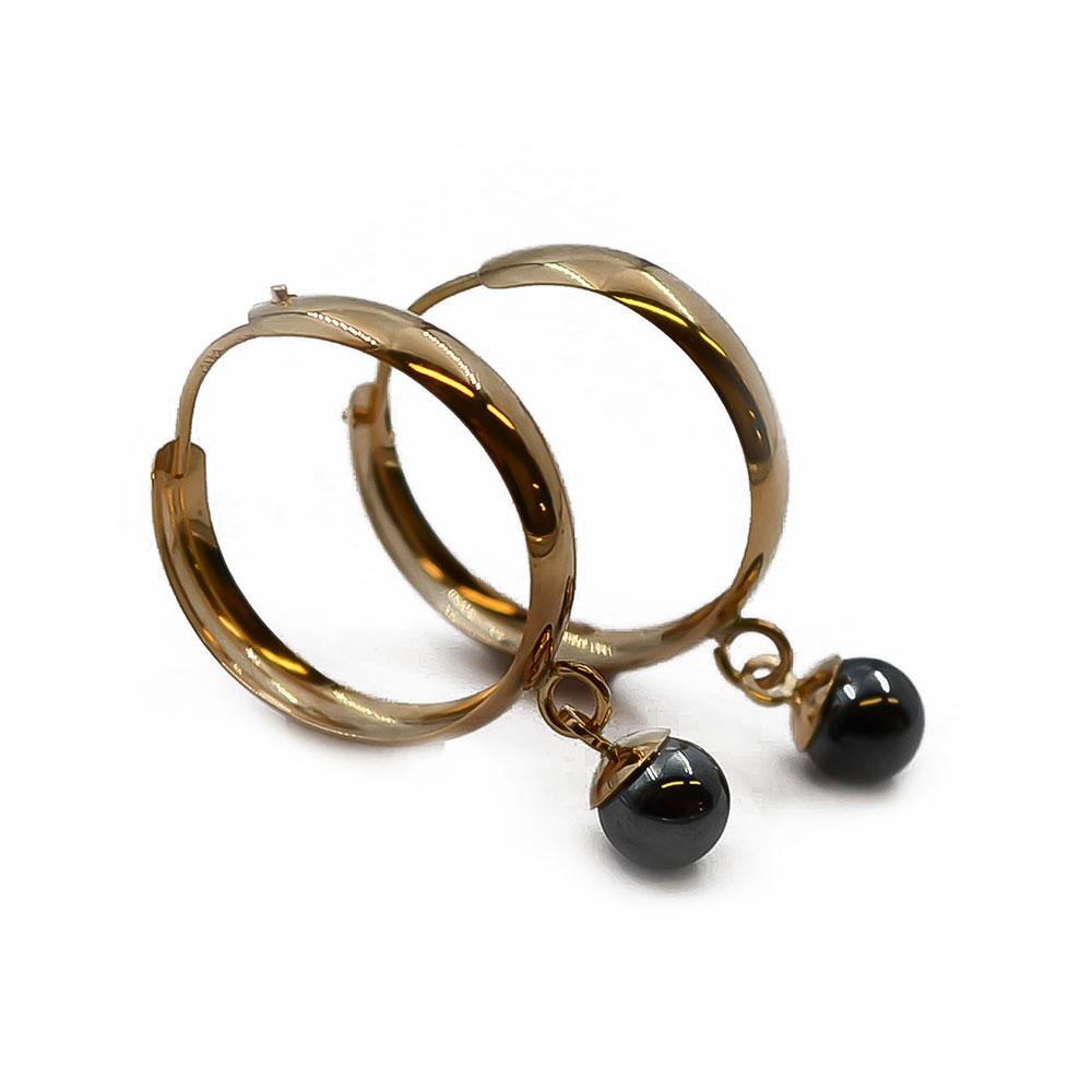 Kultaiset hematiitti korvarenkaat #0