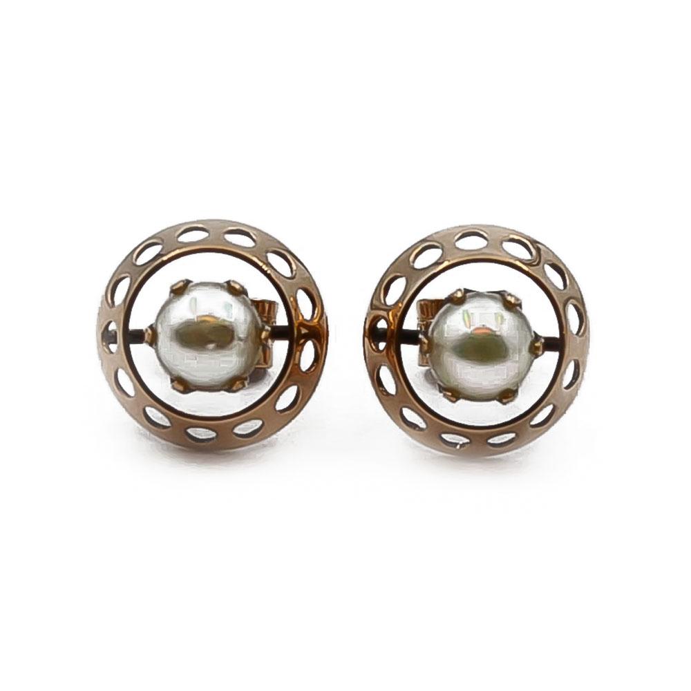 Kultaiset helmi tappikorvakorut #2