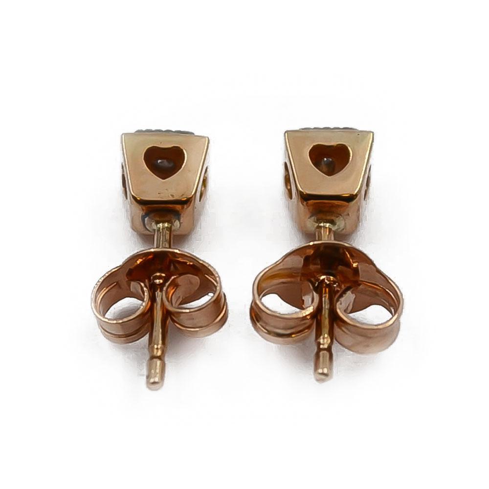 Kultaiset neliö timantti tappikorvakorut 2 x 0.005ct #2