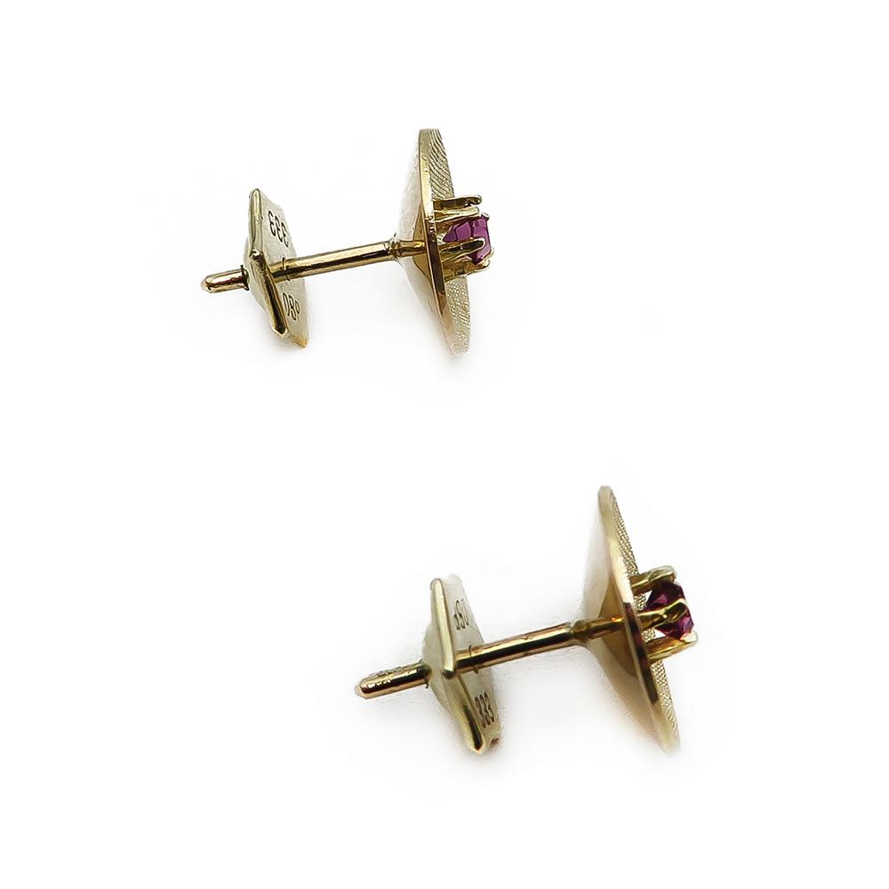 Kultaiset korvakorut 8k lila kivi #1