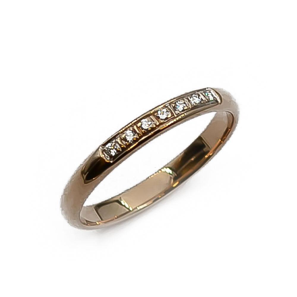 Kultainen rivitimantti sormus koko 19 7x0.005ct #0