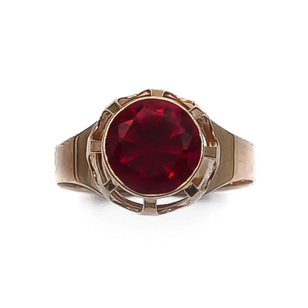 Kultainen sormus punaisella kivellä  koko 17 #1