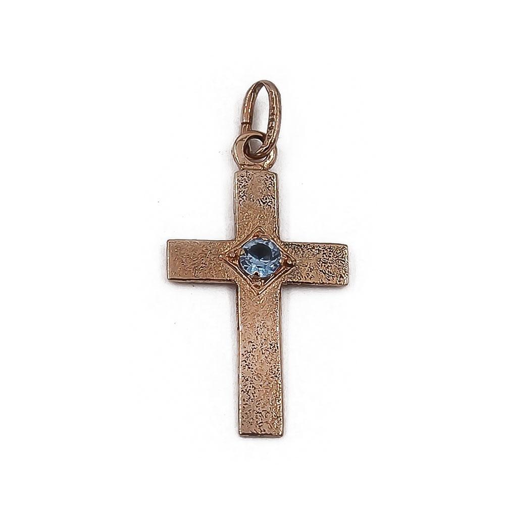 Kultainen sinikivinen ristiriipus 11.5x20mm Eino Räsänen #0