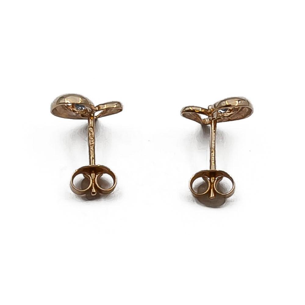 Kultaiset sydän tappikorvakorut vaaleansinisellä kivellä #2