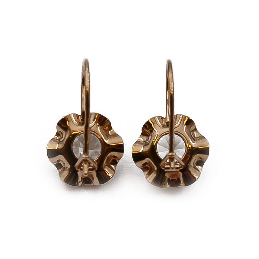 Kultainen kukka koukkukorvakoru zirkonialla #2