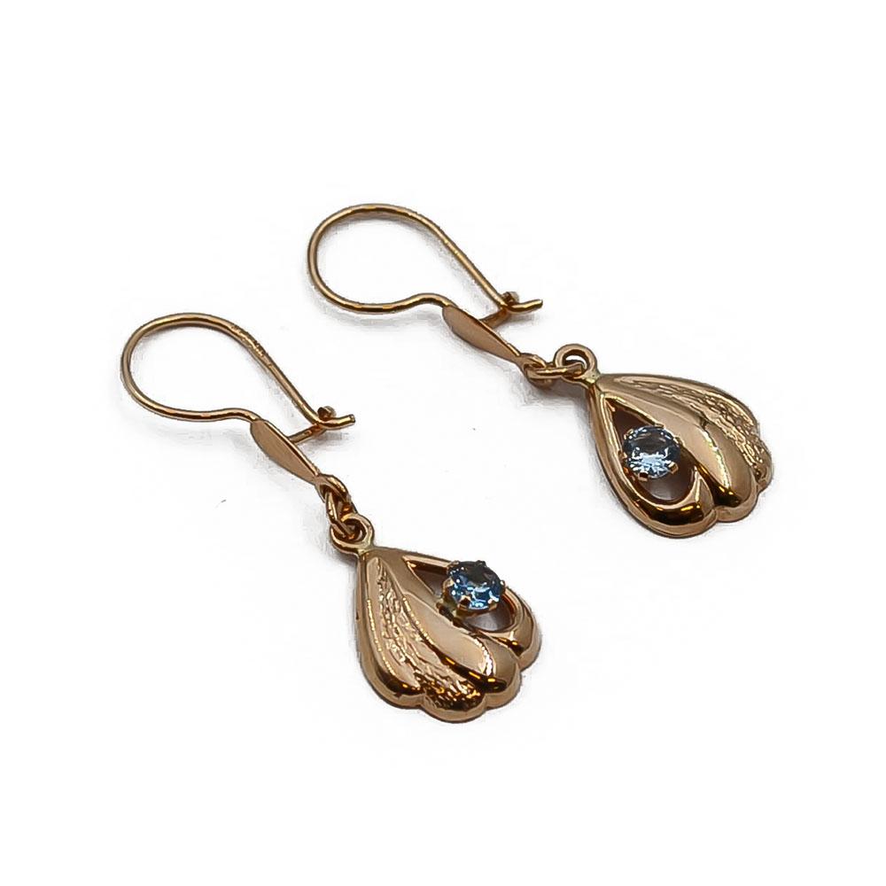Kultaiset koukkukorvakorut sinisellä kivellä #0