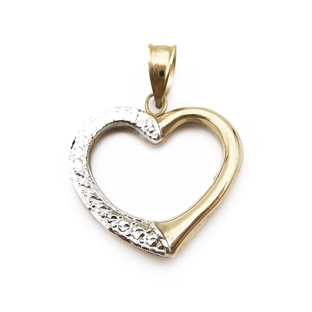 Valkokulta / keltakulta sydänriipus kirkkain kivin #0