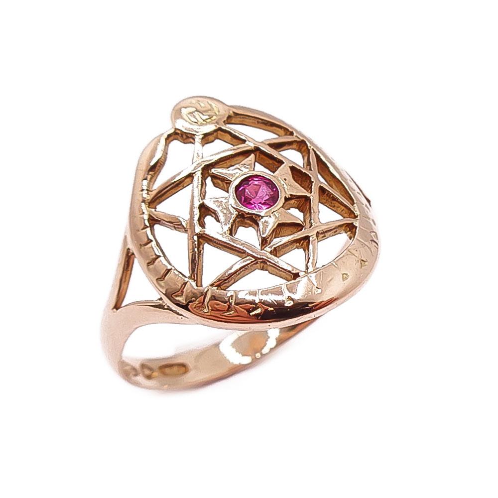 Kultainen punakivinen sormus v.-41 18,5mm #0