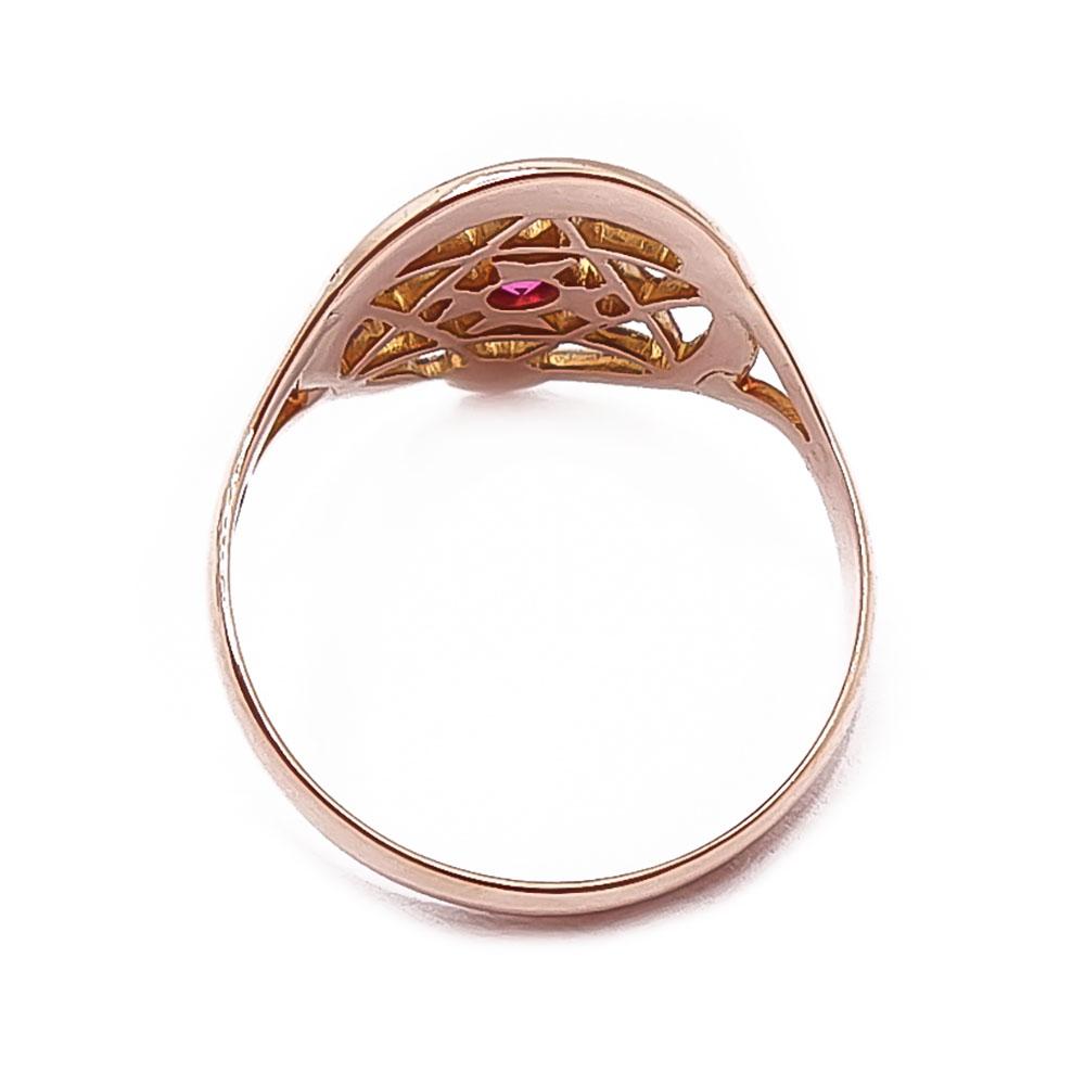 Kultainen punakivinen sormus v.-41 18,5mm #2