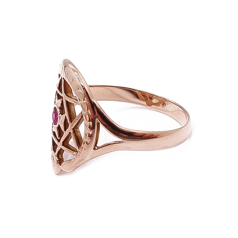 Kultainen punakivinen sormus v.-41 18,5mm #3