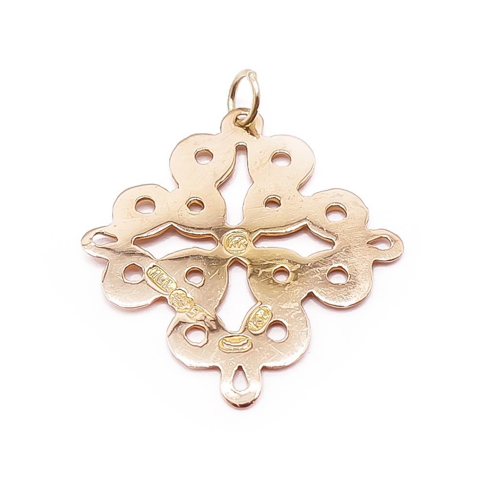 Kultainen Kalevala korun Karjalainen nauhapunos riipus v.-63 #2