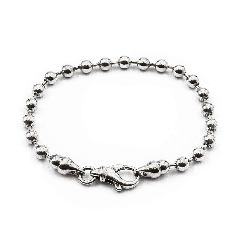 Hopeinen ranneketju palloilla 19cm #0