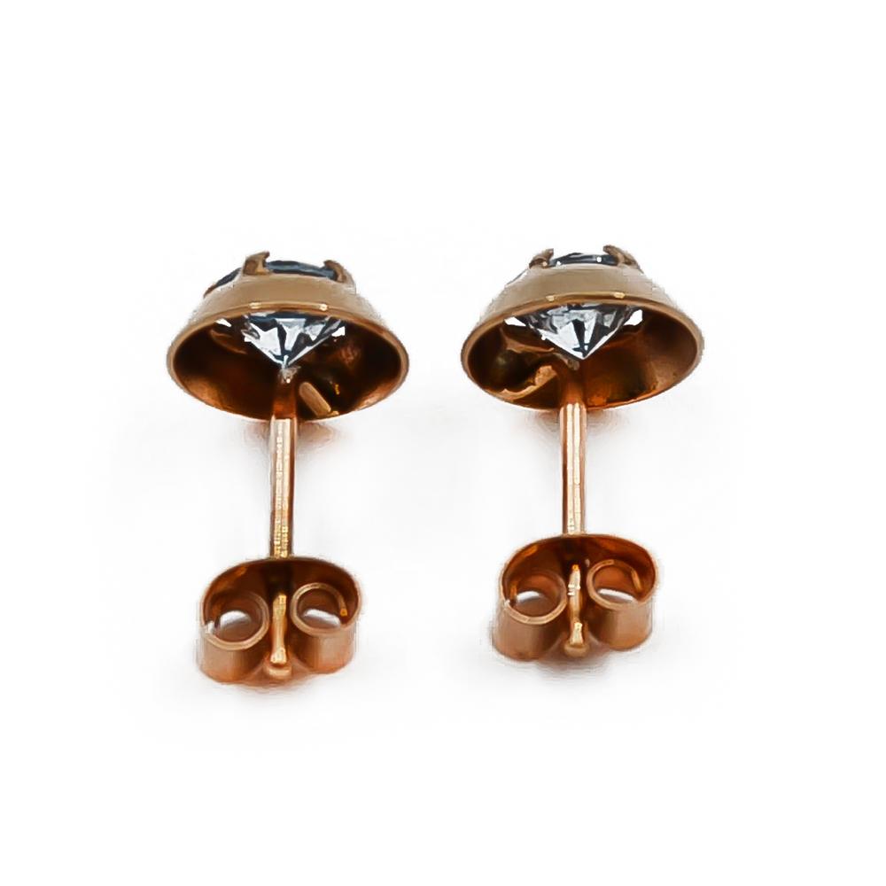 Kultainen pyöreä nappi korvakoru sinisellä kivellä #2