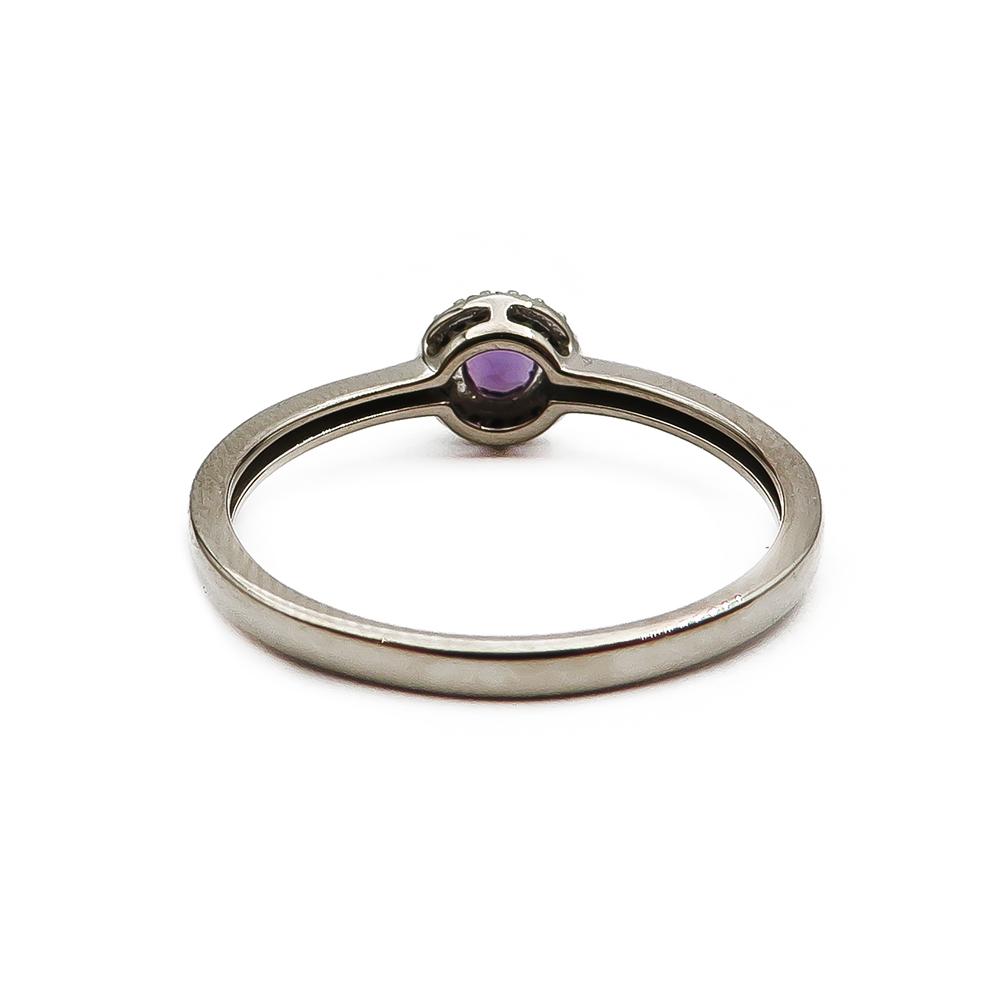 Valkokultainen timantti/ametisti sormus 18,25mm #2