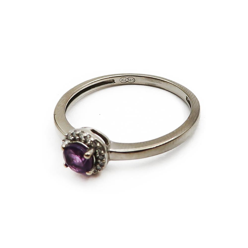 Valkokultainen timantti/ametisti sormus 18,25mm #3