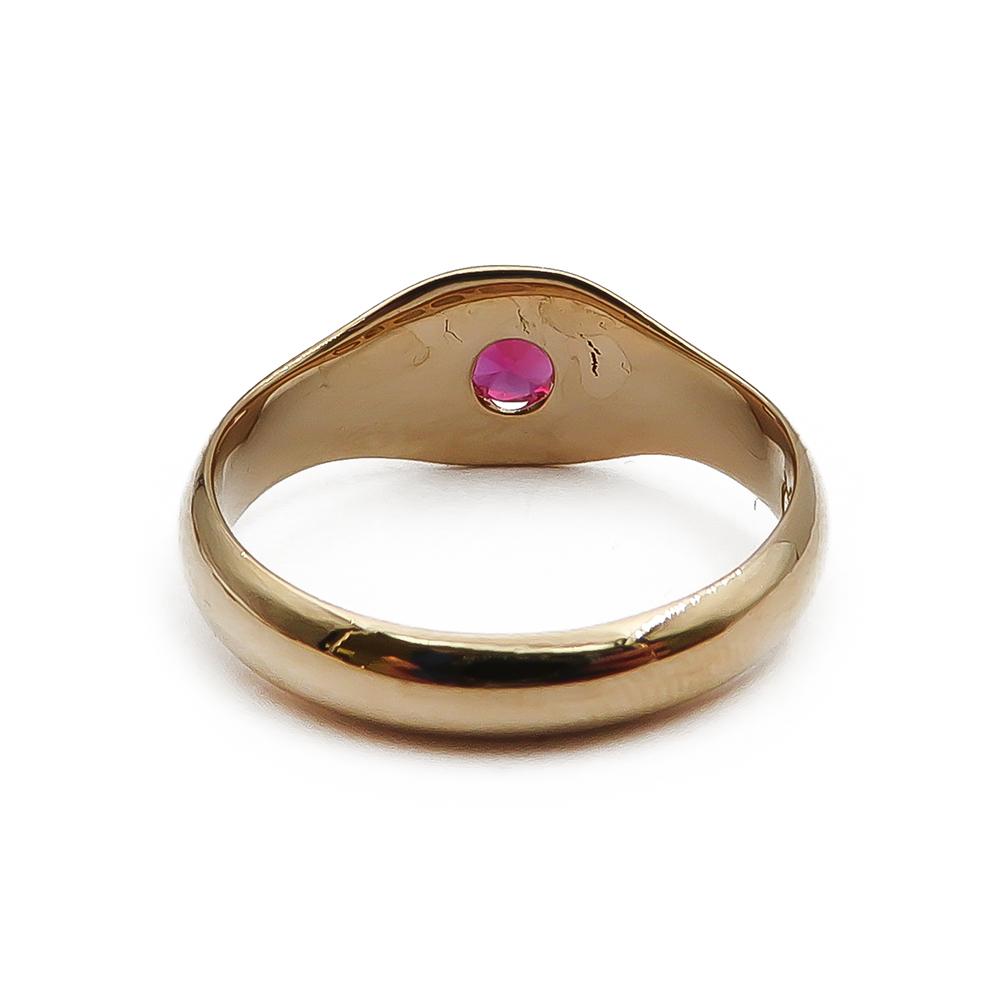 18k Kultainen sormus punainen kivi 17mm v.-59 #2
