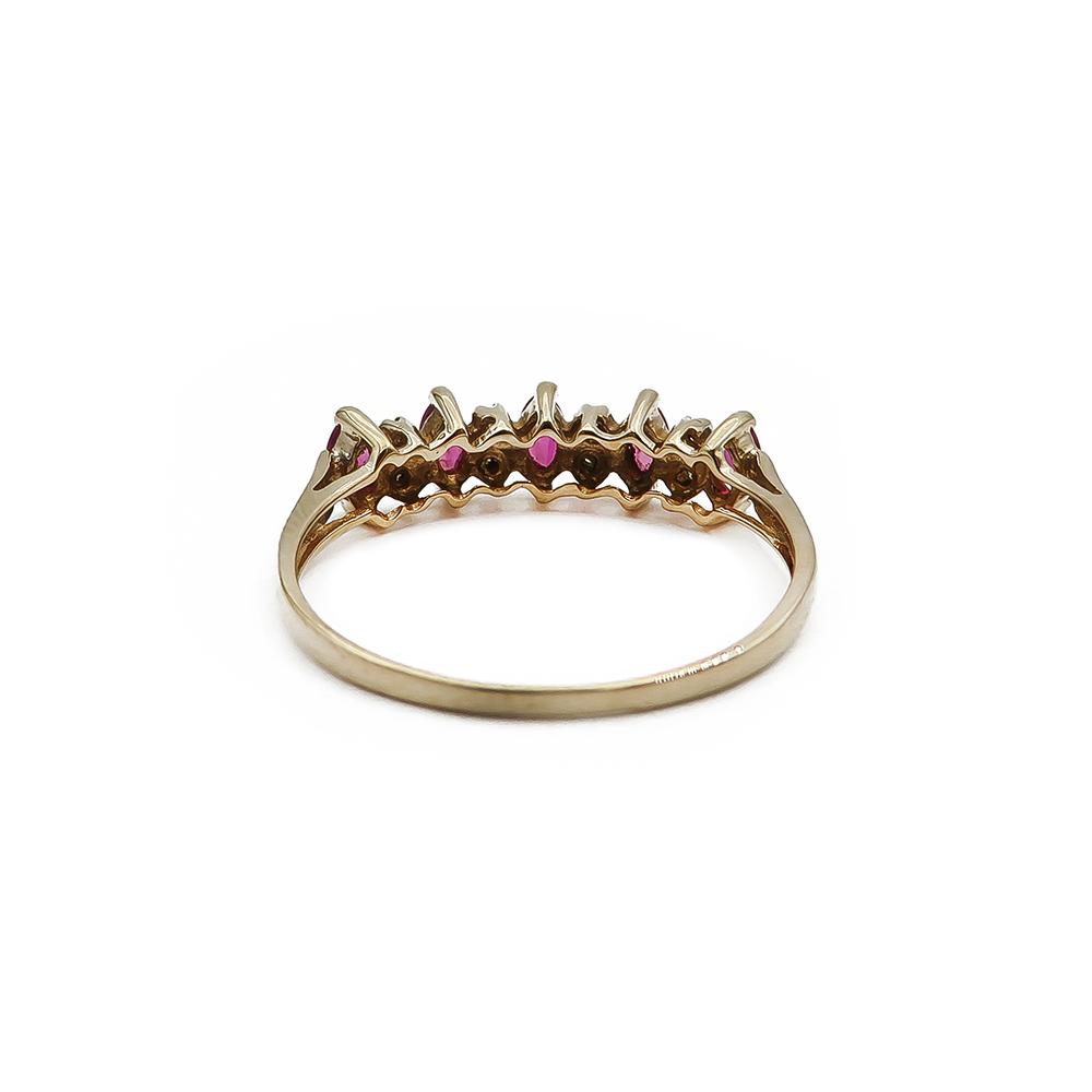 Timanttisormus punainen kivi 17,25mm 0,04ct #2