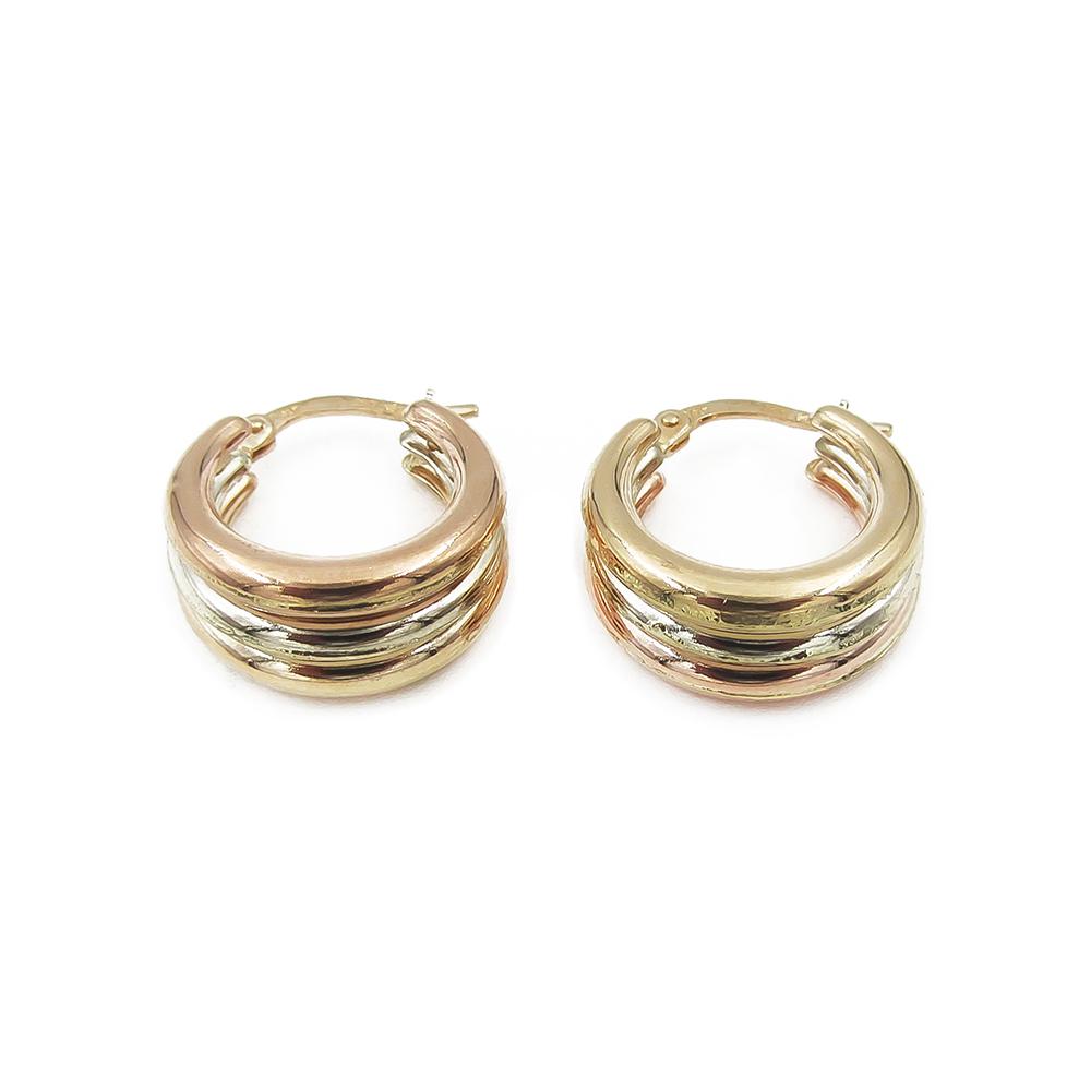 Valko-kelta- ja punakultaiset rengaskorvakorut halk.12mm #0