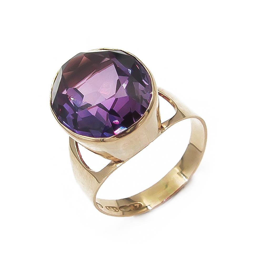 Kultasormus lila kivi halk.16mm v.1969 #0