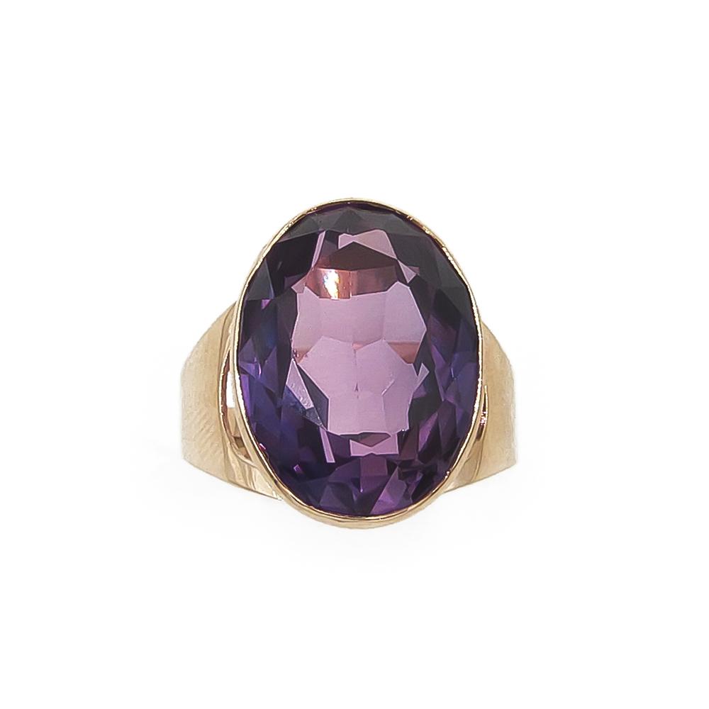 Kultasormus lila kivi halk.16mm v.1969 #1