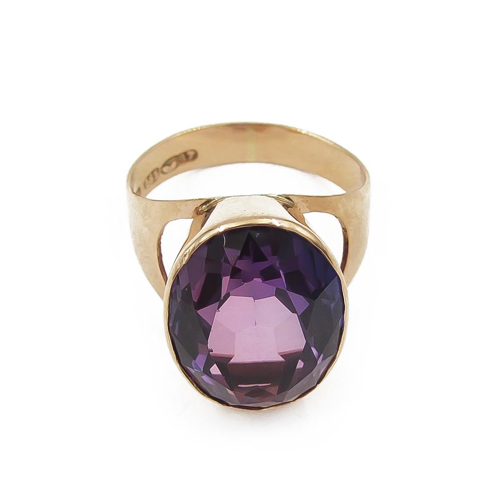 Kultasormus lila kivi halk.16mm v.1969 #2