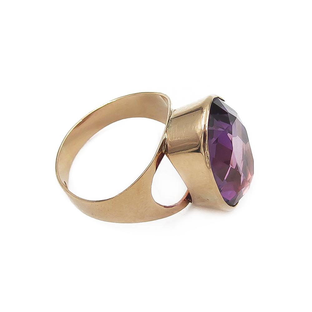 Kultasormus lila kivi halk.16mm v.1969 #5