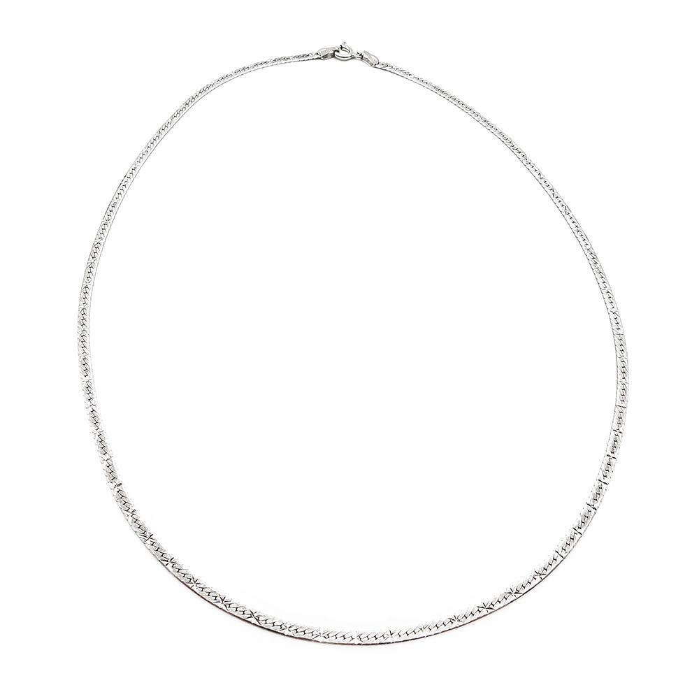 Hopeinen timanttileikattu kaulakoru 41cm lev.2mm #0