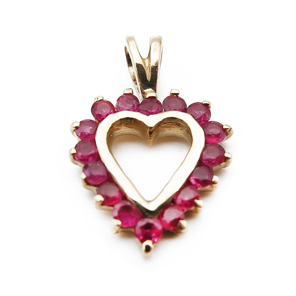 Kultainen sydänriipus, punaiset kivet #0