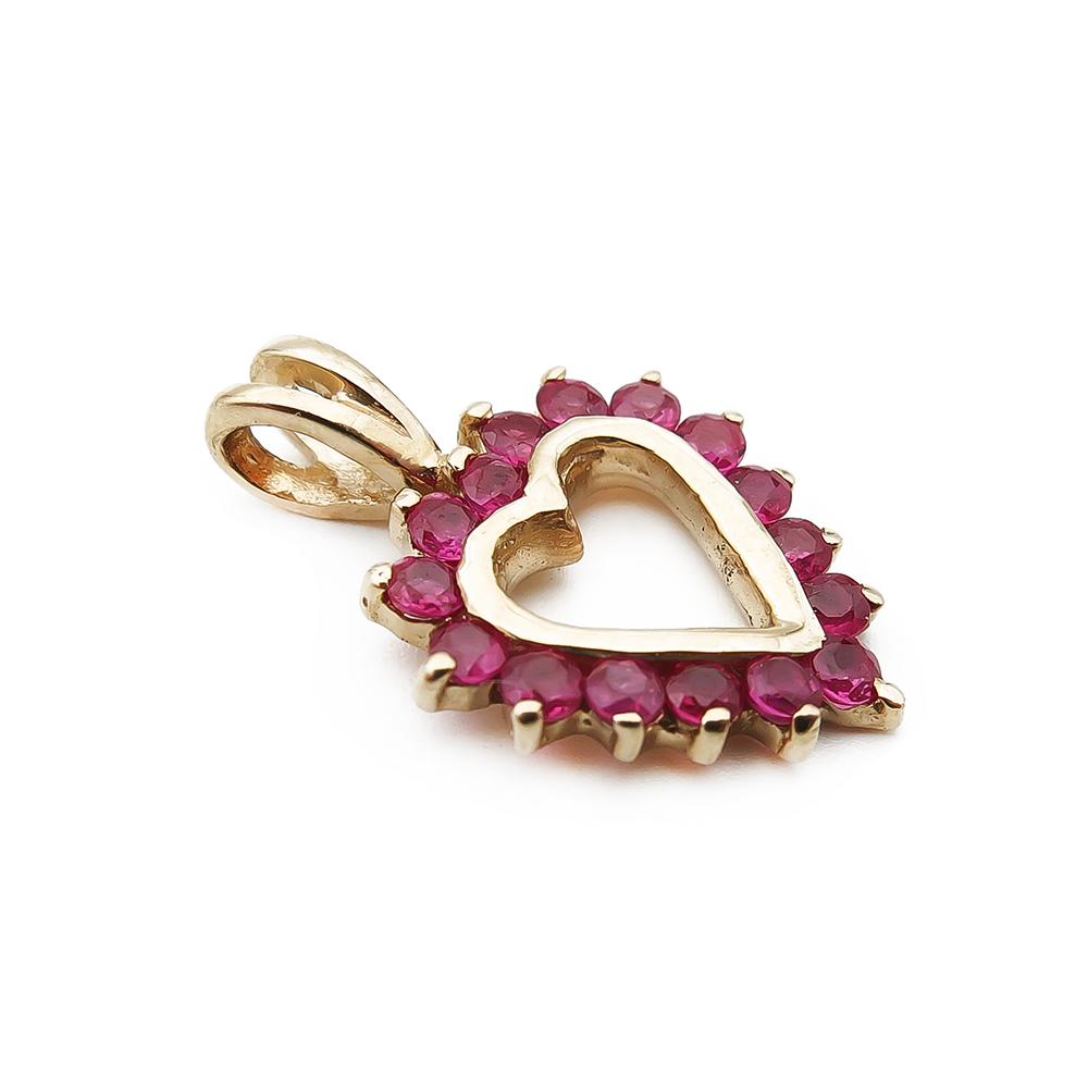 Kultainen sydänriipus, punaiset kivet #1