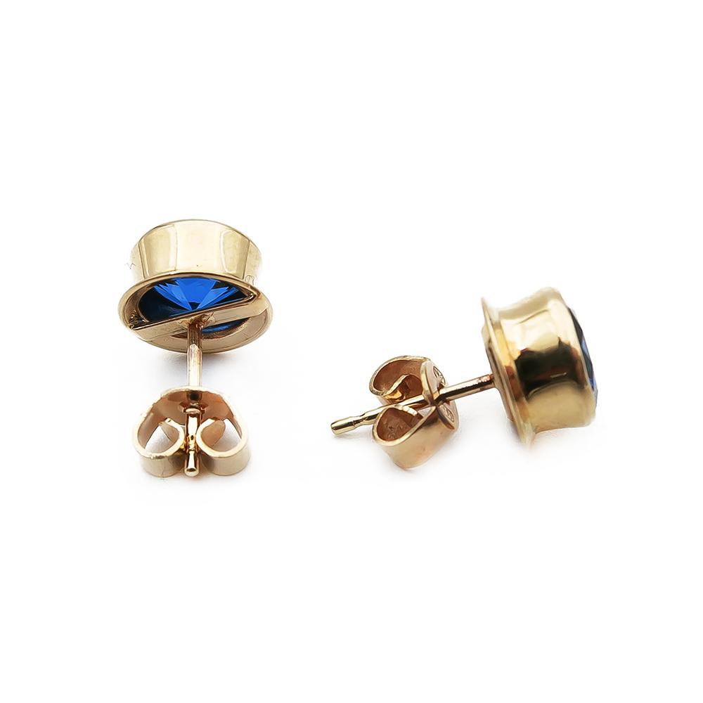 Kultaiset sinikiviset nappikorvakorut, 8mm #2