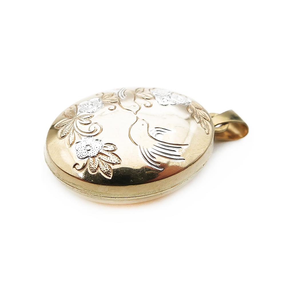 Kultainen medaljonkiriipus Kaksi lintua #2