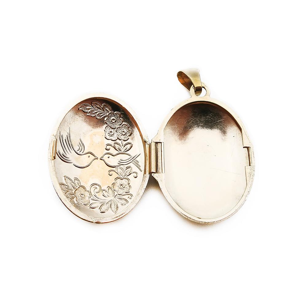 Kultainen medaljonkiriipus Kaksi lintua #4