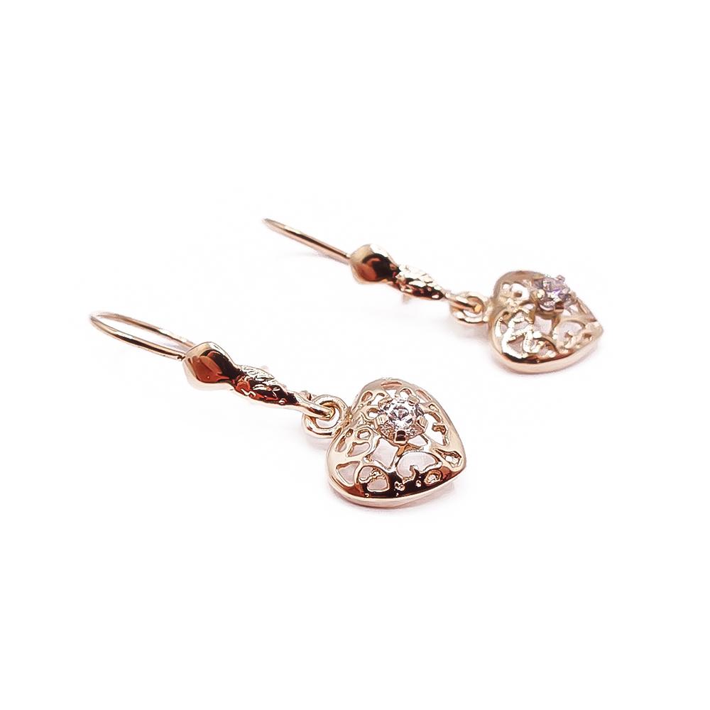 Kultaiset filigraanisydänkorvakorut zirkoniat #1