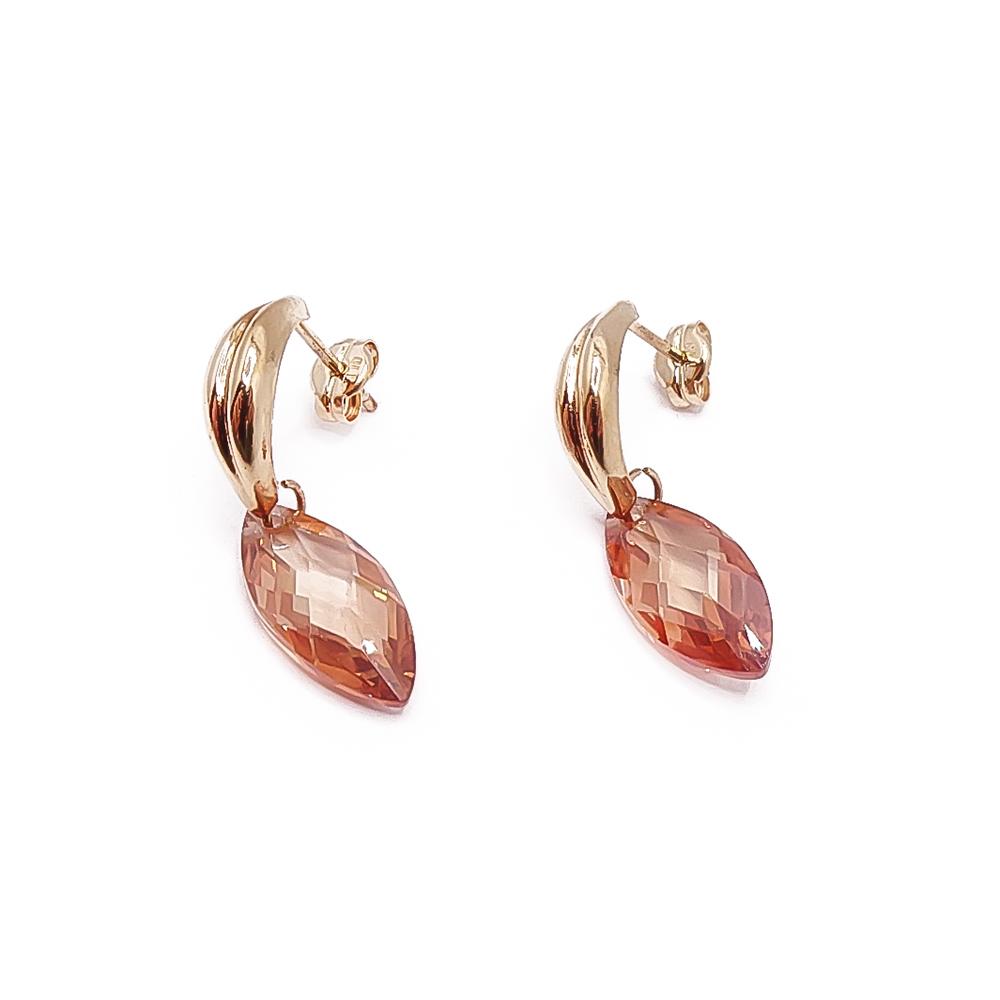 Kultaiset korvakorut oranssit kivet #0