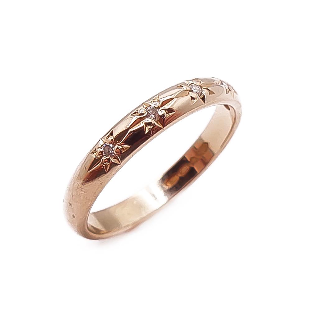 Kultainen tähti-istutettu timanttisormus 0,05ct 16mm 2005 #0