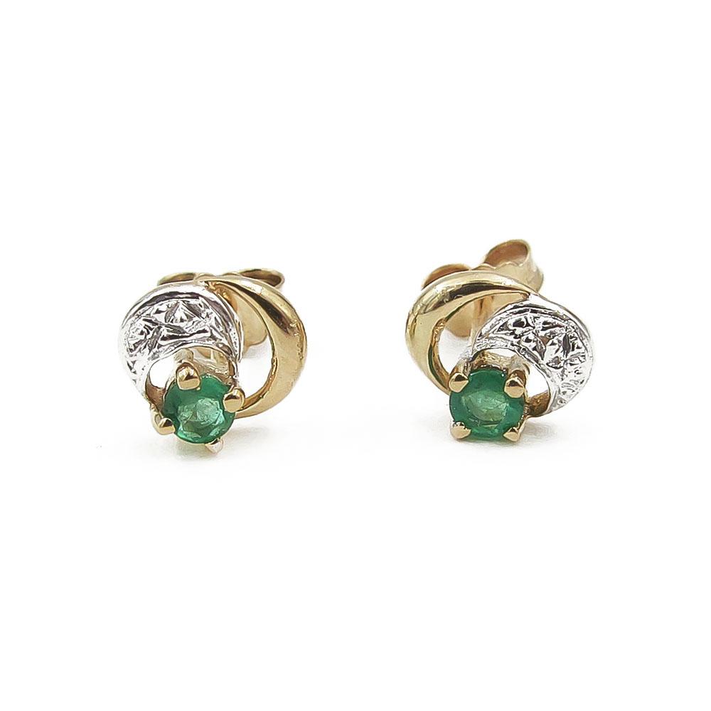 Kultaiset tappikorvakorut vihreällä kivellä #0