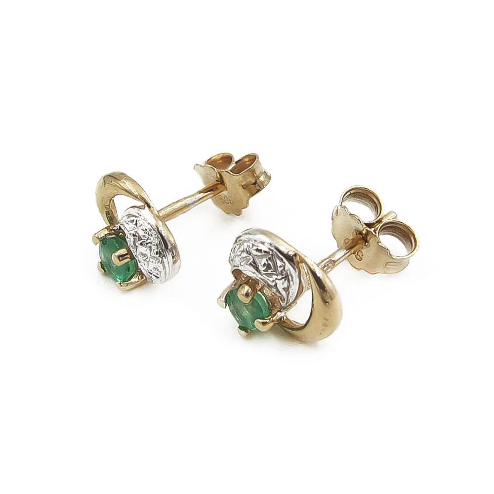 Kultaiset tappikorvakorut vihreällä kivellä #2