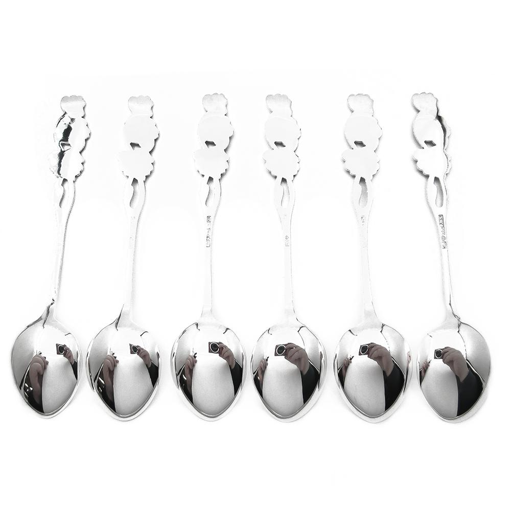 Hopeiset toukokuun kuukausilusikat Krassi 6kpl 1970 Auran Kultaseppä Oy #1