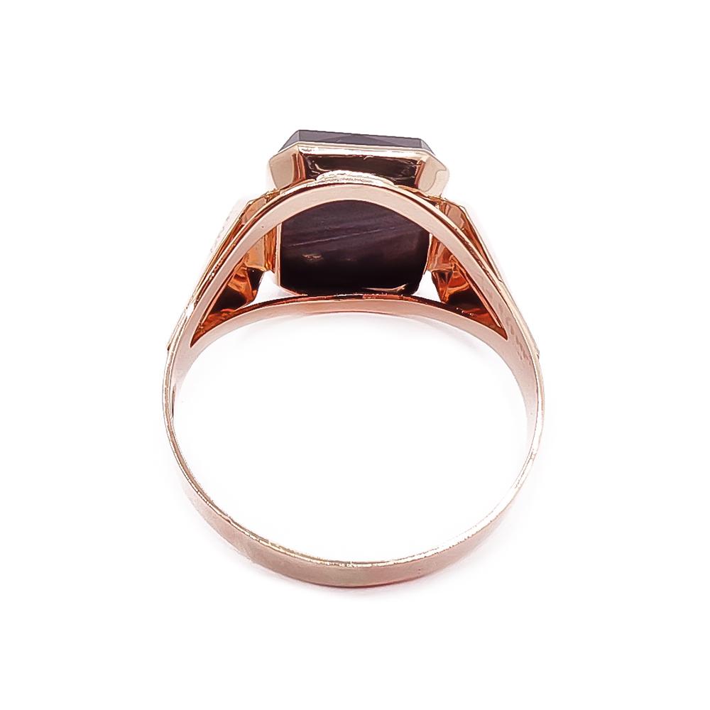 Kultainen kantasormus hematiitti 23mm v.-69 #2