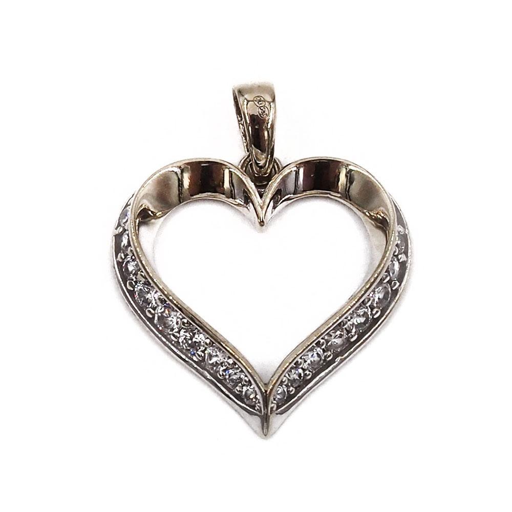 Valkokultainen sydänriipus zirkoneilla OLL #0