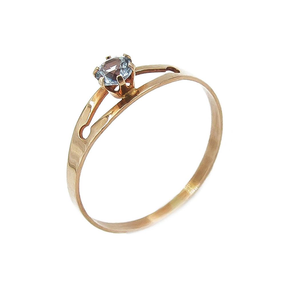 Kultasormus sininen kivi halk.17.5mm v.1981 Korukka Oy #0