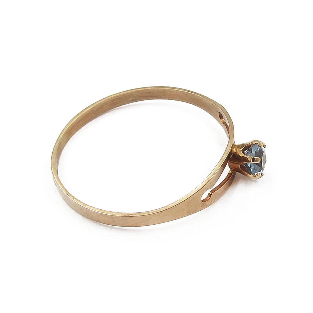 Kultasormus sininen kivi halk.17.5mm v.1981 Korukka Oy #4