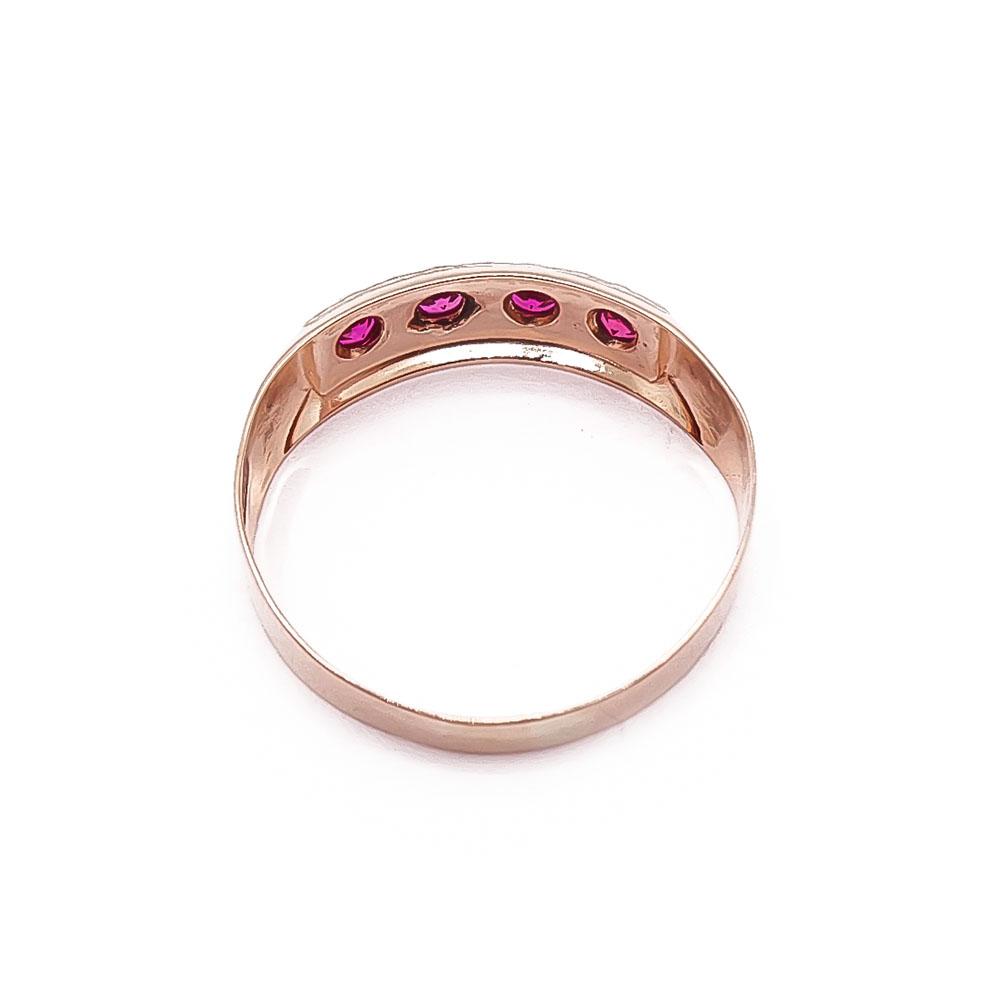 Kultainen sormus punaiset kivet 20mm v.-75 #2