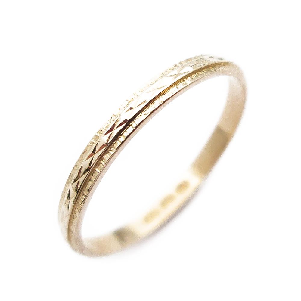 Kultainen kuvioitu sormus koko 18.5 #0