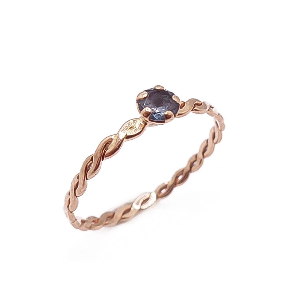 Kultainen kierresormus sininen kivi 17+mm #0