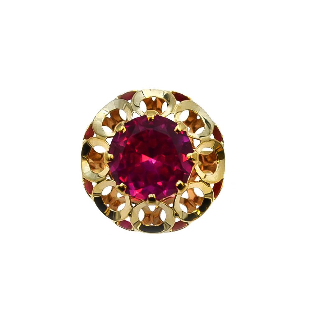 Kultainen sormus pinkillä kivellä koko 17 #1