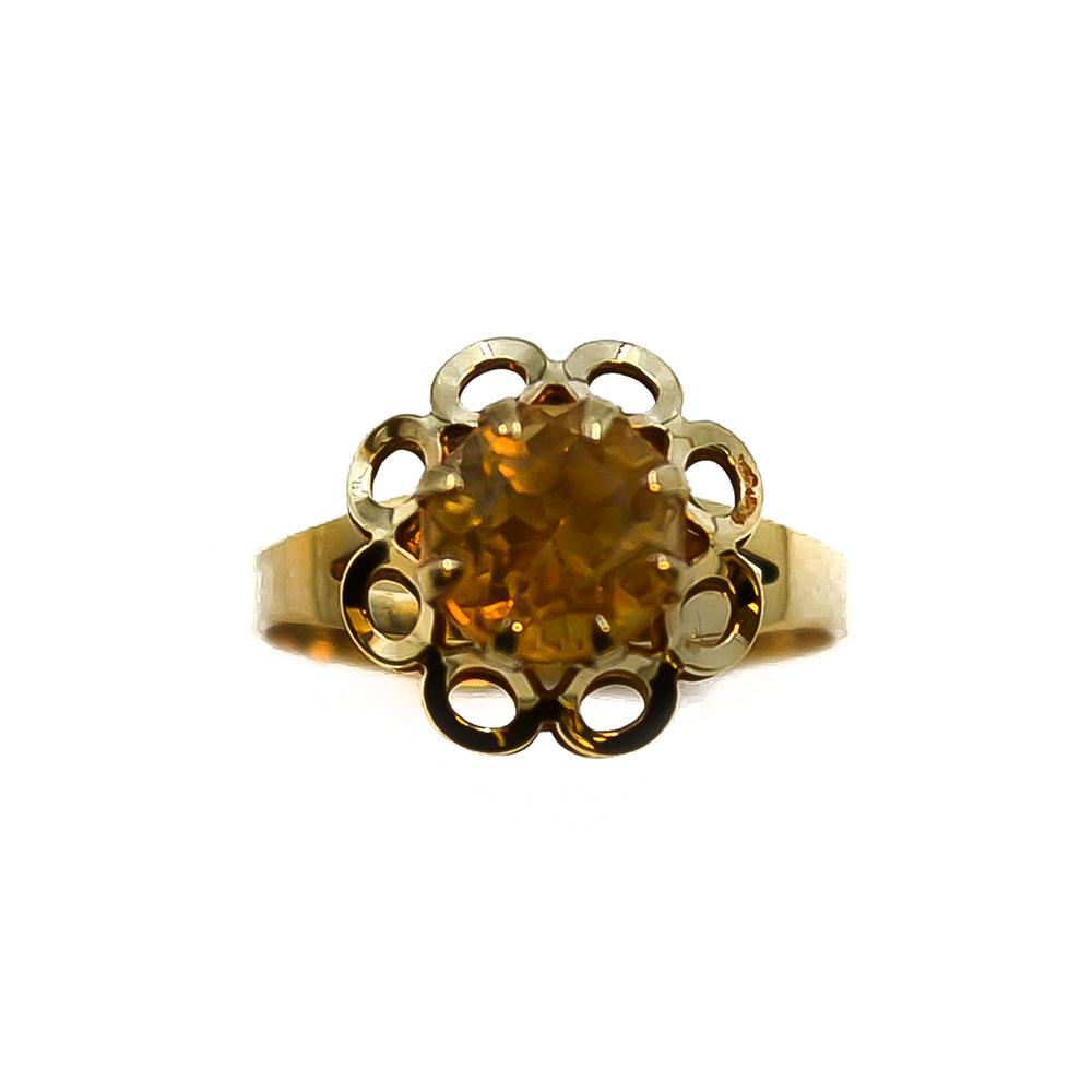 Kultainen sormus keltaisella kivellä koko 17 #1