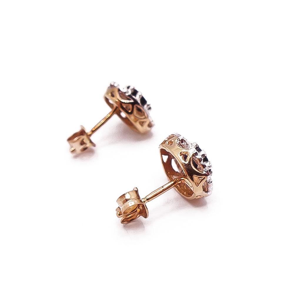 Kultaiset sinisafiiri-timantti korvikset 0,08ct #1