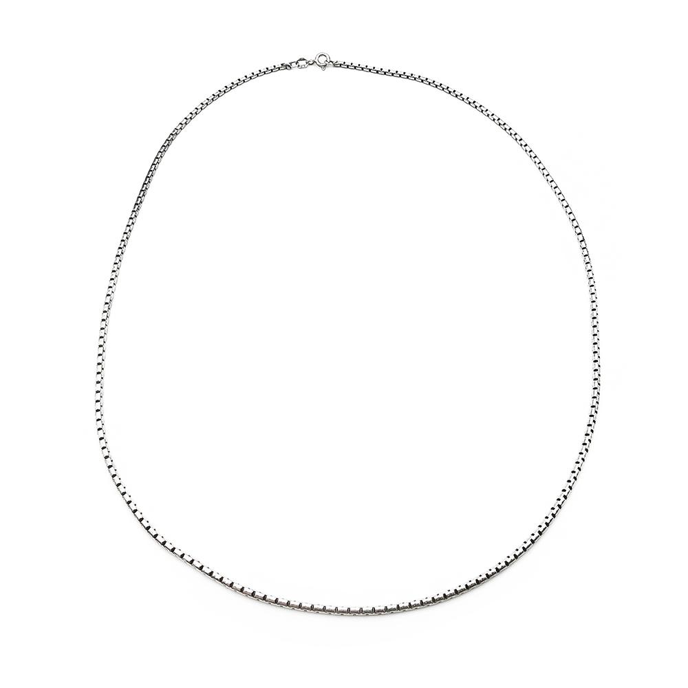 Hopeinen pyöristetty venetsiaketju 55cm lev.2mm #0