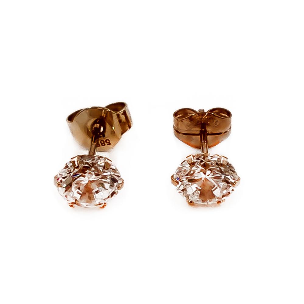 Kultaiset kirkaskiviset zirkoniakorvakorut tapilla 6mm #0